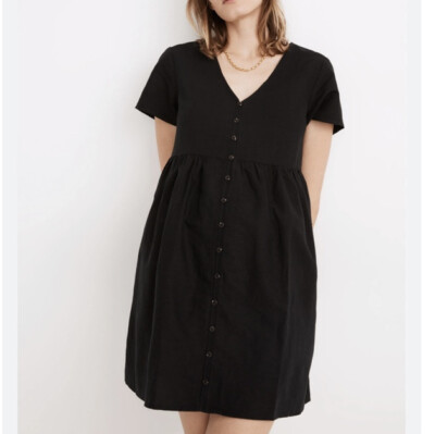 chinese dress ladies L.A. Button-Down Wrap Mini Dress in Cupro Linen Blend