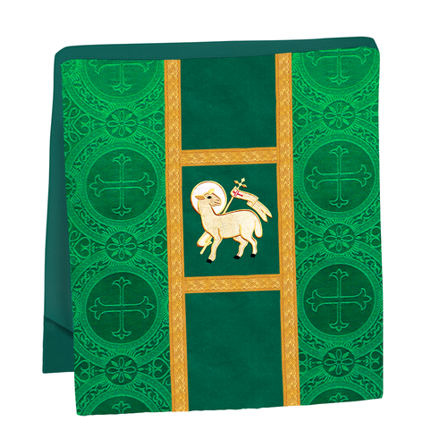 Liturgical Mass set Vestment with Elegant Lamb motif and Trims - Picture 16 of 24