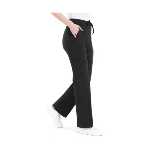QBK Yoga Scrub Pants Women Mid Rise Yoga Work Pants- Five Pocket Cargo Scrub ... - Picture 4 of 6