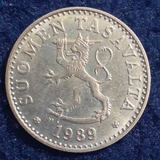 1989 Finland 20 Pennia coat of arms, Tree 4.5 grams 22mm coin