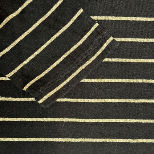 Lauren Ralph Lauren Womens Size 2XL Black Gold Metallic Blend Striped Shirt - Picture 3 of 4