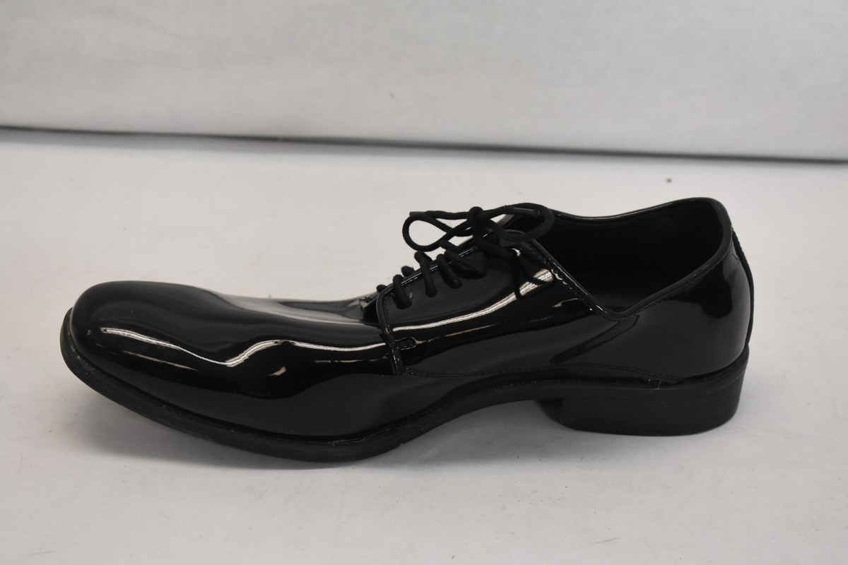 Seven 26 Black Patent Faux Leather Lace Up Oxford Dress Shoes