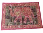 Elephant embroidered beaded sequin tapestry wall decor bedspread blanket hippie 