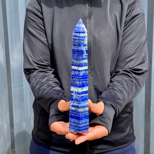 1.8LB Natural lapis lazuli Quartz Crystal Obelisk Wand Point Healing Ston - 第 3/17 張圖片
