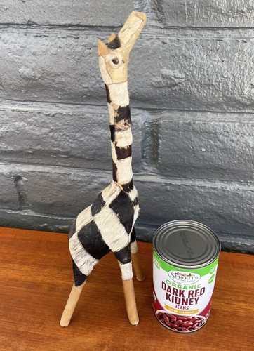 Vintage Mid Century Modern Giraffe Wood Sculpture Handmade 13 in Tall Decor - 第 7/8 張圖片