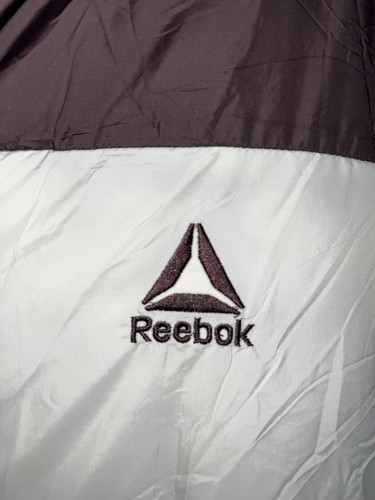 Reebok Jacket Mens XL Brown Ivory Hooded Puffer Sherpa Lined Winter Coat Warm - Picture 3 of 7