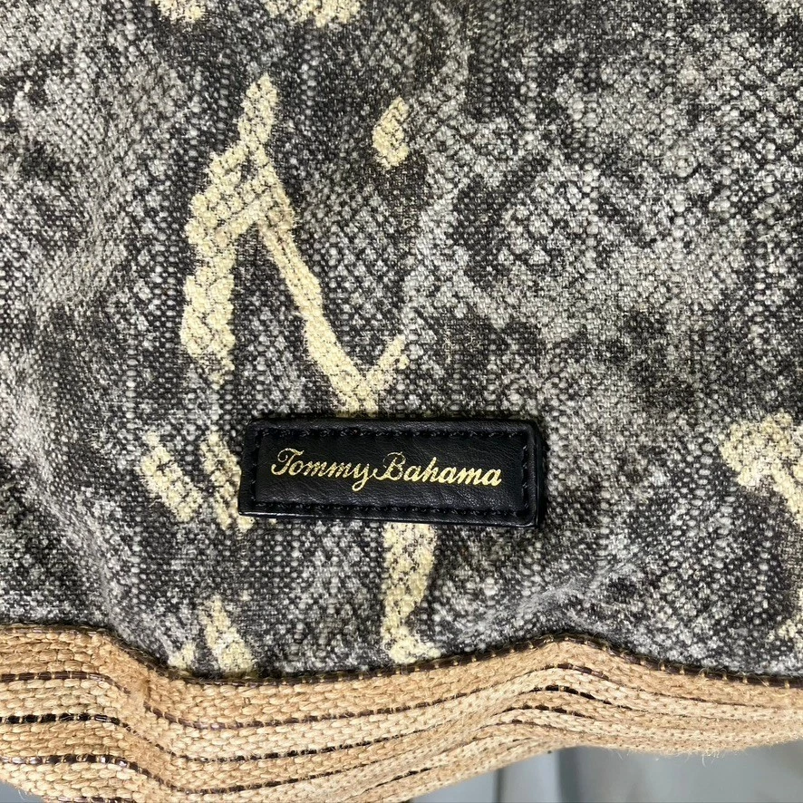 Tommy Bahama Bolso de Mano Estampado de Piel de Serpiente Bolso de Hombro Bolso de Lona de Paja Foto 3 de 4