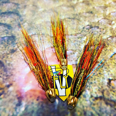 3 V Fly 1.5 Inch Signature Gold Willie Gunn ConeHead Salmon Tube Flies & Trebles