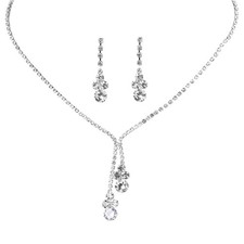 Bridal Minimalist Style Jewelry Set with Cubic Zirconia Necklace and Earrings