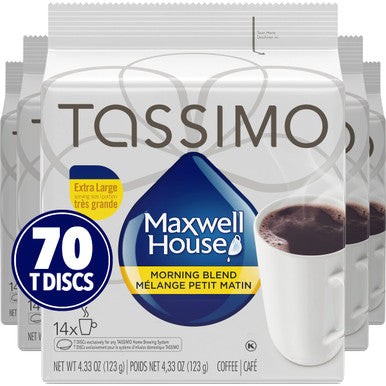 Tassimo Maxwell House Morning Blend Café, 70 disques en T (5 boîtes de 14 disques en T) - Photo 1/5