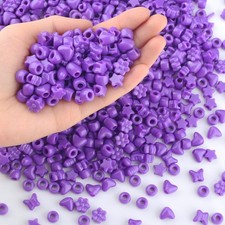 Sahoottie 500Pcs Boxed Purple Pony Beads Set with Star Heart purple beads