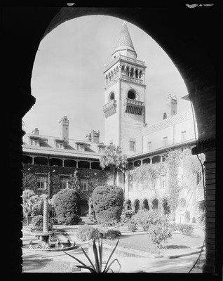 St. Augustine Florida Ponce de Leon Hotel 1930s Courtyard Tower Archway
