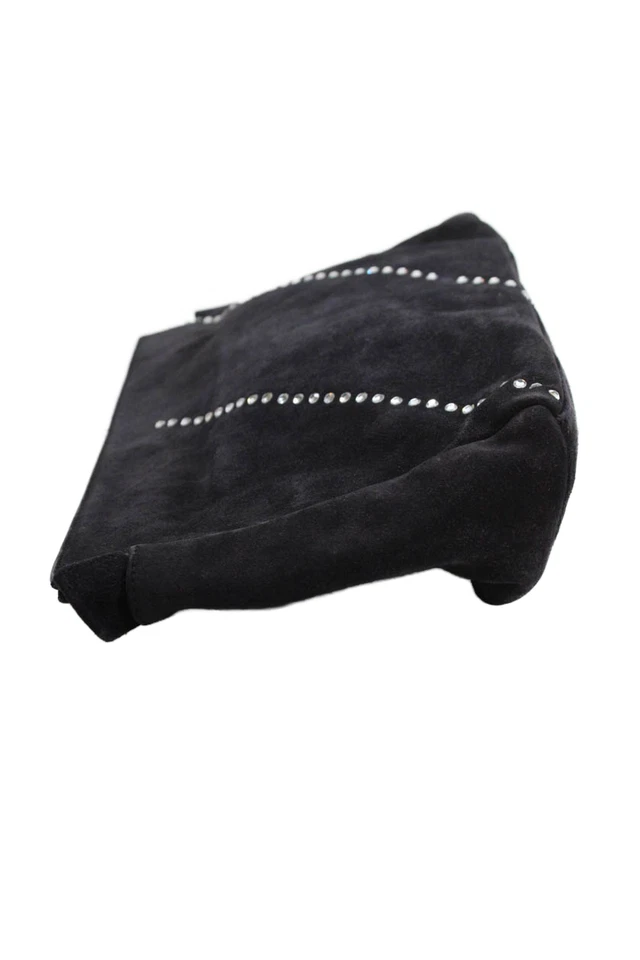 Bolso sin asas Sonia Rykiel para mujer de gamuza con estrás adornado con cierre de cremallera negro Foto 4 de 4