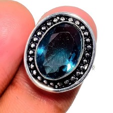 London Blue Topaz Gemstone 925 Sterling Silver Jewelry All Size Ring For Gift