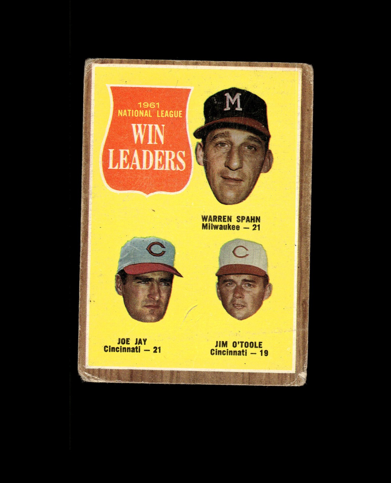 1962 Topps 58 NL Win Leaders Warren Spahn/Joe Jay/Jim O'Toole POOR #D1,445273