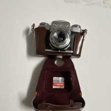 Zeiss Ikon Contaflex Vintage 35mm Film Camera Silver Black with Leather Case