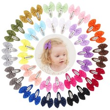 40PCS Snap Hair Bows Clips with Grosgrain Ribbon for Girls 2 Inch Hair Access...