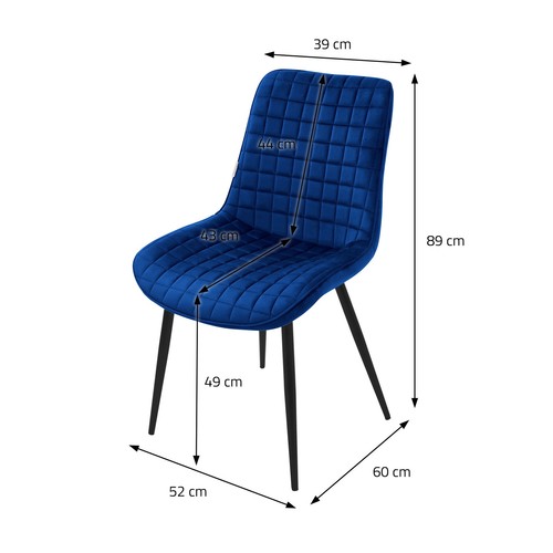 Set 6x sillas de comedor sillón tapizado azul oscuro diseño ergonómico moderno - Imagen 6 de 7
