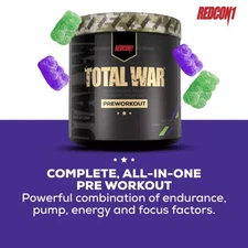 REDCON1 2155216 Total War Sour Gummy Bear Pre-Workout Pre-Workout Protein - 15.3