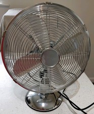 Retro challenge Desk Fan Chrome 3 Speed Setting Oscillating Table Fan 35cm dia