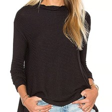 We The Free Thermal Sweater Womens S Black Boho Grunge Slouchy Oversized