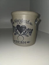 Rowe Pottery Works Canister Crock Heart 6.5” Salt Glazed Cambridge WI 1992