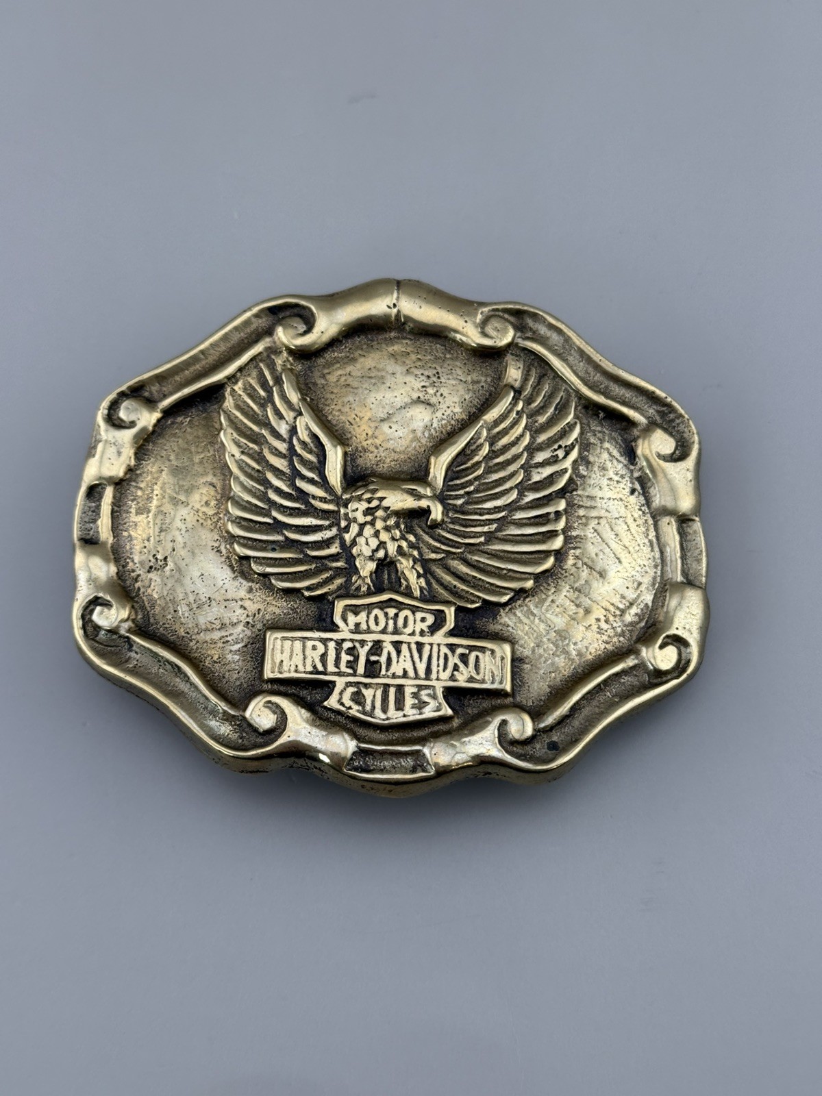 Harley Davidson Eagle Solid Brass Belt Buckle 197… - image 1