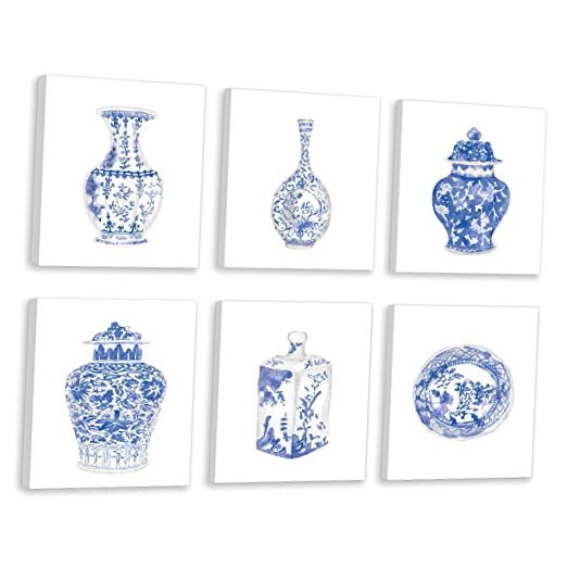 Vintage Chinoiserie Framed Wall Art 12x16 Inch – Elegant Bedroom or Study Decor  