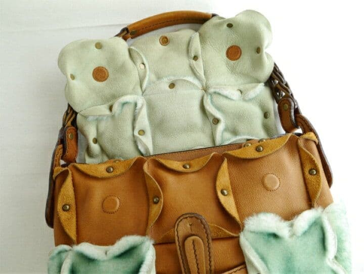 Jamin Puech Shearling Patchwork Handbag Brown Lea… - image 5