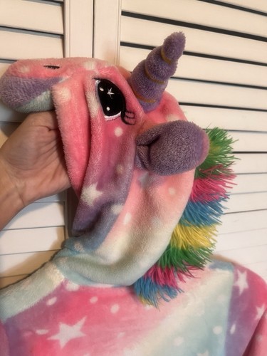 UNICORN HOODED Girls Kids Size 6 / 7 Robe Long Sleeve Soft Tie Belt - Picture 8 of 8