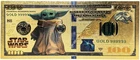 Baby Yoda Mandalorian Star Wars $100 Dollar 24K Gold Foil Plated Note Bill XX123