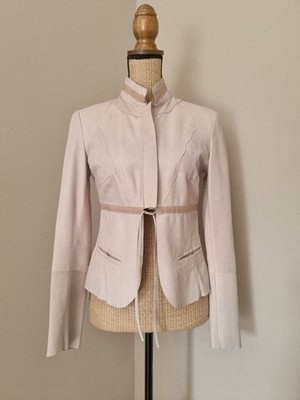 ANNARITA N: WEICHE ECHT LEDERJACKE WERT ÜBER 1000 E BEIGE ROSA KORSETT