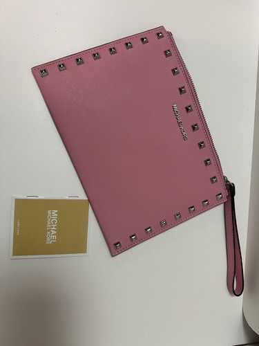 Michael Kors, Women’s XL Jet Set Travel Clutch, Pink With Studs - Picture 6 of 8
