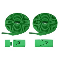 No Tie Shoelaces with 2 Metal Triangle Buckle Clips, 1Pair  Green