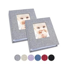 Small Photo Album 4X6 Photos 2 Pack Linen Cover Mini Photo Book, 26-Page Holds