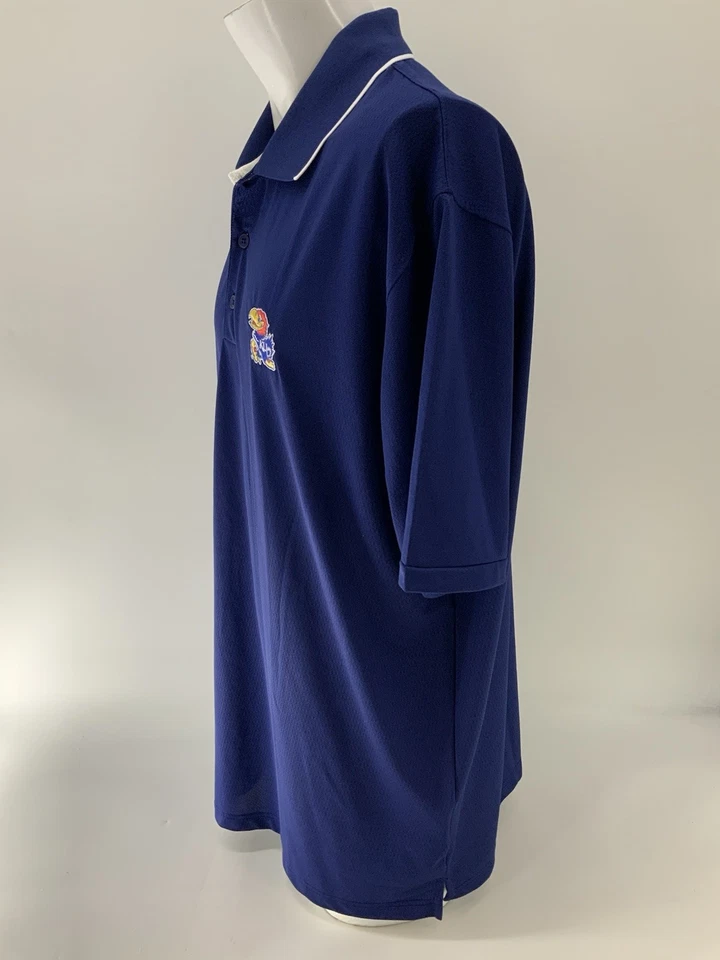 Kansas Jayhawks Antigua Polo Hombres XL Azul Marino Poli Mangas Cortas YGI W5-78 Foto 4 de 4