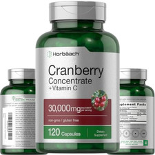 Cranberry Concentrate Extract Pills  Vitamin C  30,000mg  120 Capsules  Supp