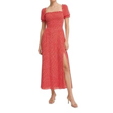 Reformation Inka Dress Montana Red Floral Puff Sleeve Picnic Romantic Boho S