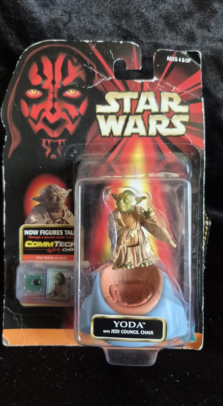 Hasbro Star Wars Episode I CommTech Yoda Figure w/ Jedi Council Chair 1999