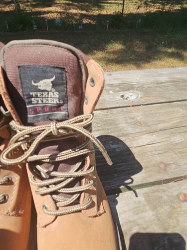 Texas Steer Sport 9” Soft Toe Leather Work Boots Men’s Size 8 EEE Vintage - Picture 12 of 24