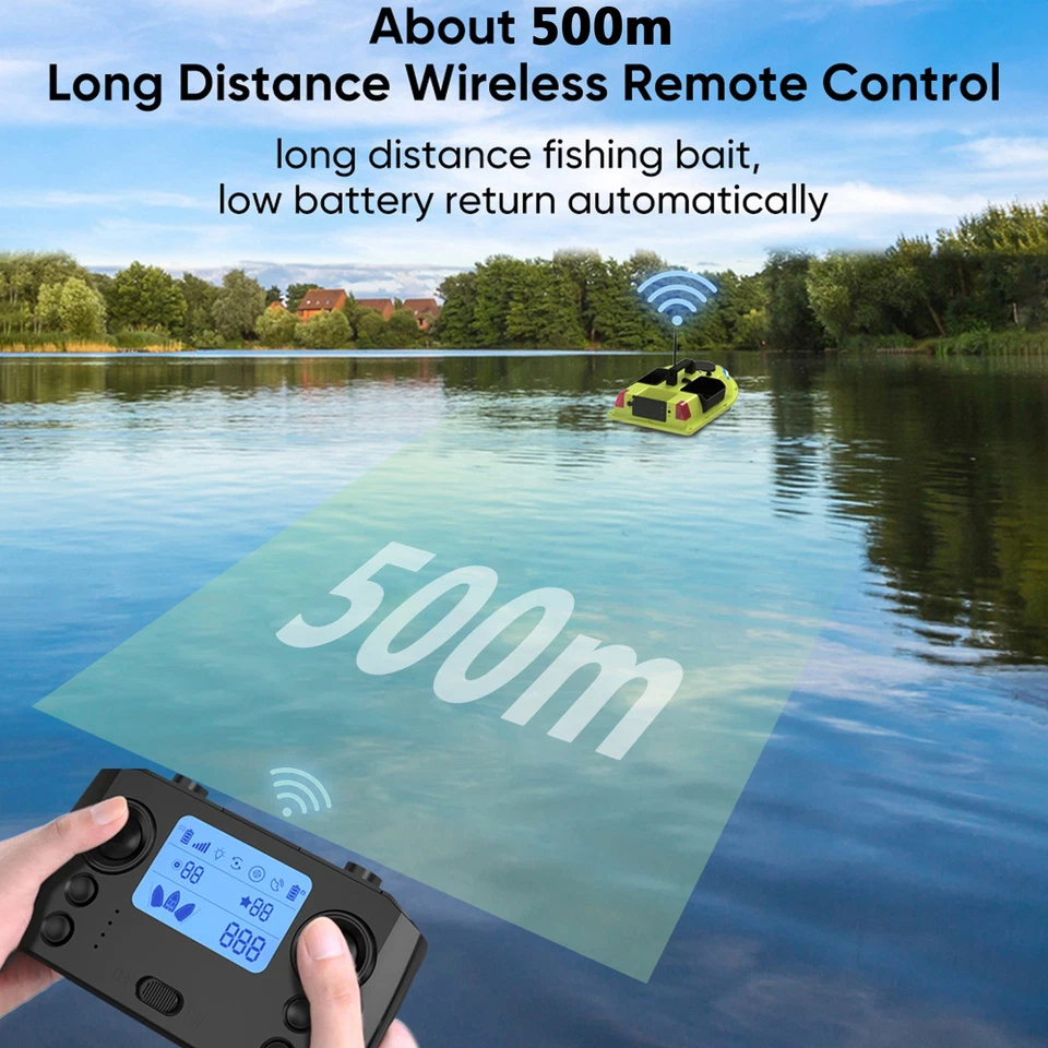 GPS Fishing Bait Boat Mit 7 Farben LED-Licht Fernbedienung 500M Reichweite - Bild 3 von 4