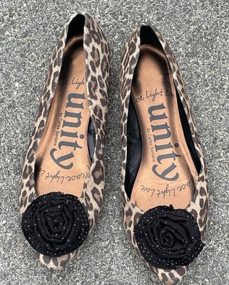 Unity By Carlos Santana Glitzy Leopard Brown Black Rose Size 7 1/2 M