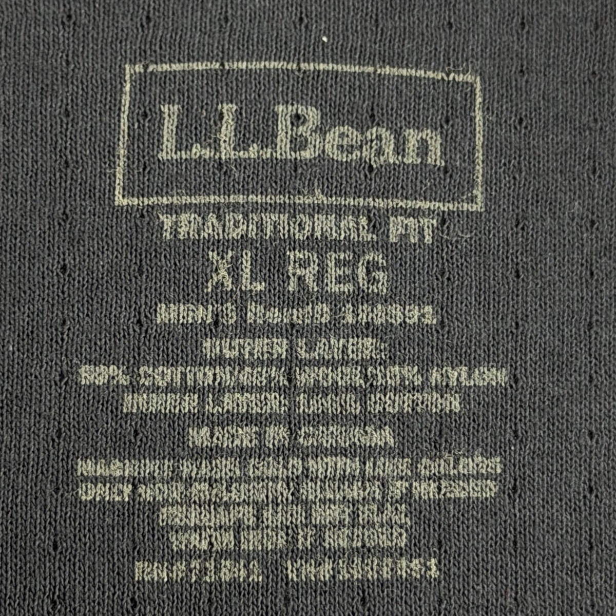 LL Bean Mens XL Blue Thermal Long Sleeve Tee Wool Blend Outdoor Henley Shirt View 2