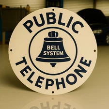 Bell System Public Telephone  Heavy Metal Sign-Telecom Wall Art – 19.7" (50cm)