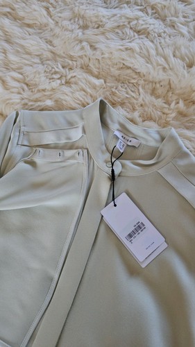 Camicia tunica lunga Reiss verde pastello 100% pura seta 10 nuova con etichetta - Foto 17 di 20
