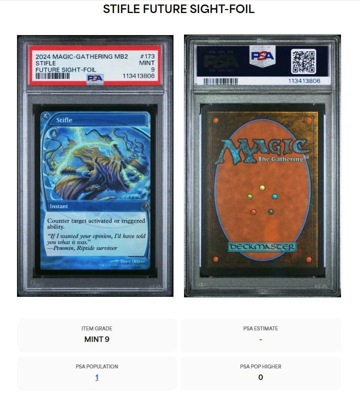 Stifle Future Sight Foil MtG Magic the Gathering Card Near Mint PSA 9 - POP 1 - Image 3 of 3