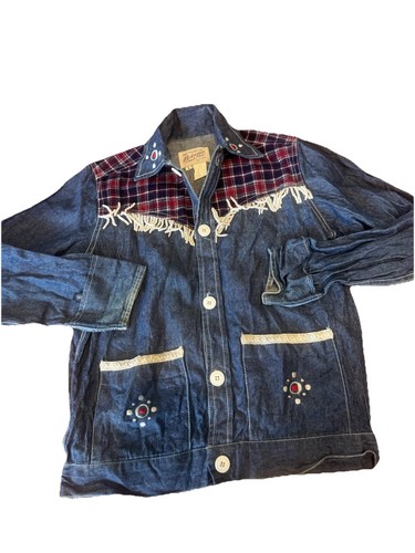 VTG Rockmount Ranch Wear Jacket Western Fringe Womens Small P Denim Girls Large