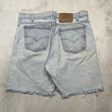 Levi's 550 Vtg Light Wash Denim Cut Off Shorts Women 33 High Waist Distressed