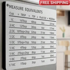1x Fridge Magnet Metal Measurement Conversion Chart Cooking & Baking Gift