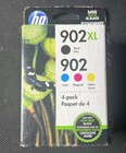 GENUINE 4-PACK HP 902XL BLACK & 902 COLOR C/M/Y INK OFFICEJET SEALED Oct. 2020